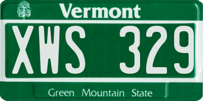 VT license plate XWS329