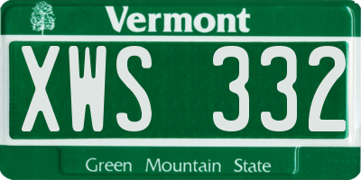 VT license plate XWS332