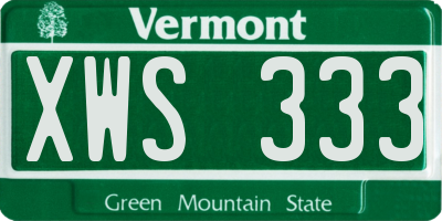 VT license plate XWS333