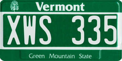 VT license plate XWS335