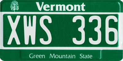 VT license plate XWS336