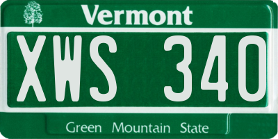VT license plate XWS340