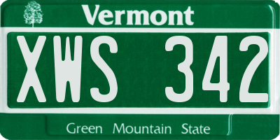 VT license plate XWS342