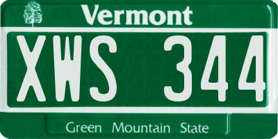 VT license plate XWS344