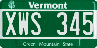 VT license plate XWS345