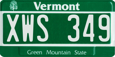 VT license plate XWS349
