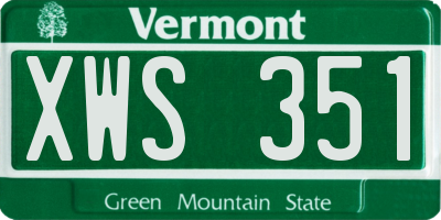 VT license plate XWS351
