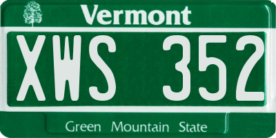 VT license plate XWS352