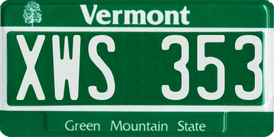 VT license plate XWS353