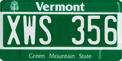VT license plate XWS356