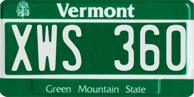 VT license plate XWS360