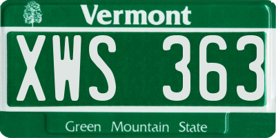 VT license plate XWS363