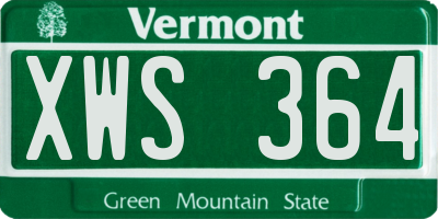 VT license plate XWS364