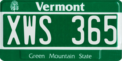 VT license plate XWS365