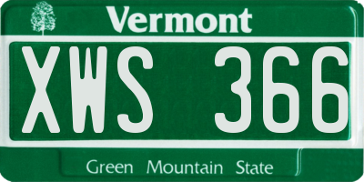 VT license plate XWS366