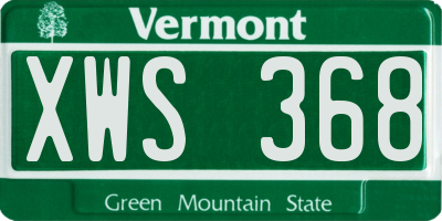 VT license plate XWS368