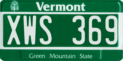 VT license plate XWS369
