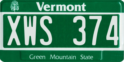 VT license plate XWS374