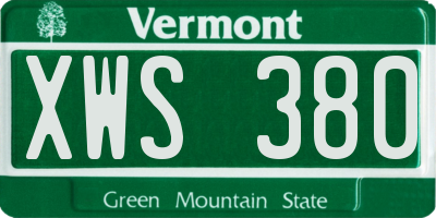 VT license plate XWS380