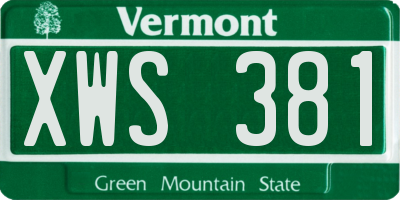 VT license plate XWS381