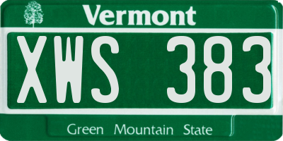 VT license plate XWS383