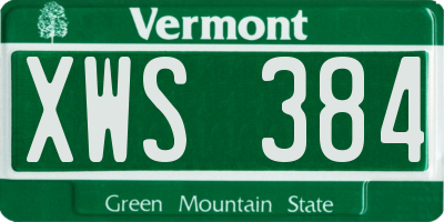 VT license plate XWS384