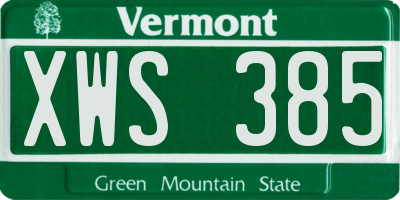 VT license plate XWS385