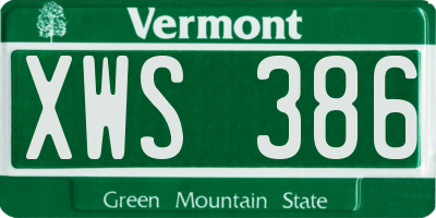 VT license plate XWS386