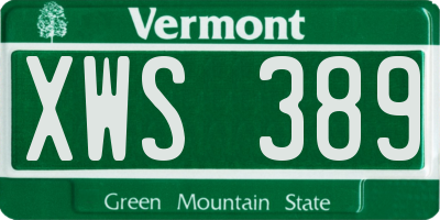 VT license plate XWS389