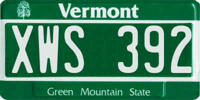 VT license plate XWS392
