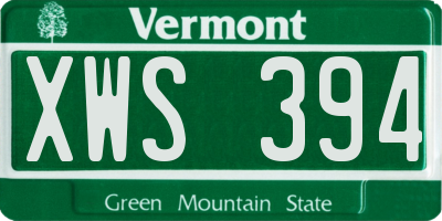 VT license plate XWS394