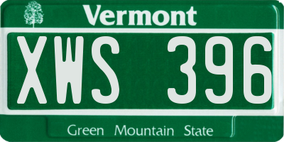 VT license plate XWS396