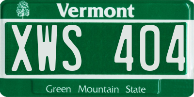 VT license plate XWS404