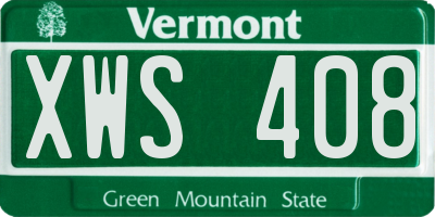 VT license plate XWS408