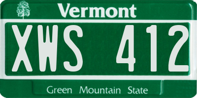 VT license plate XWS412