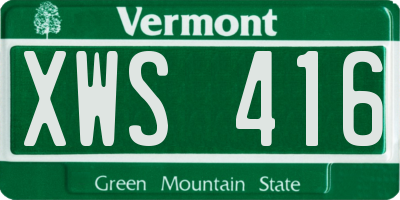 VT license plate XWS416