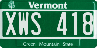 VT license plate XWS418