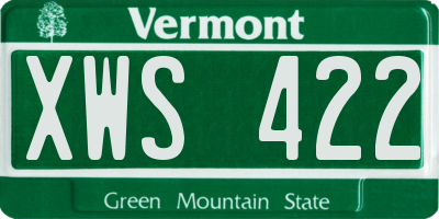 VT license plate XWS422