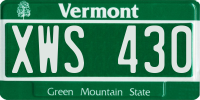 VT license plate XWS430