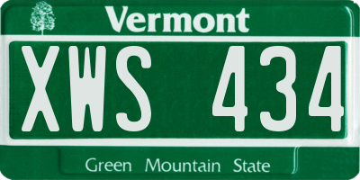 VT license plate XWS434