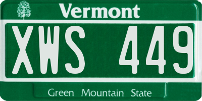 VT license plate XWS449