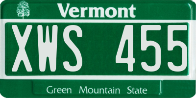 VT license plate XWS455