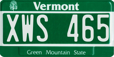 VT license plate XWS465