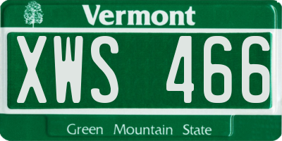VT license plate XWS466