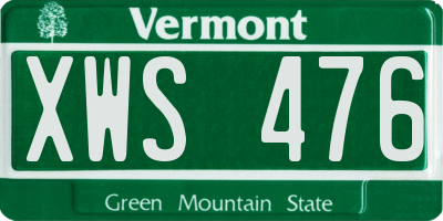 VT license plate XWS476