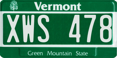 VT license plate XWS478