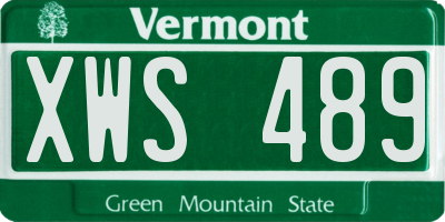 VT license plate XWS489