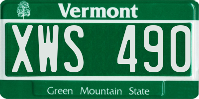 VT license plate XWS490