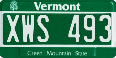 VT license plate XWS493