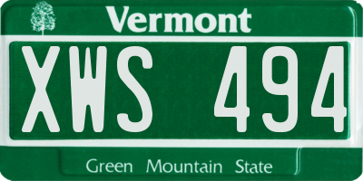 VT license plate XWS494